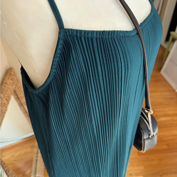 Time and Tru Dresses & Skirts - Pleated Midi Slip Dress Teal Green Adjustable Straps Size Medium Holiday NWT